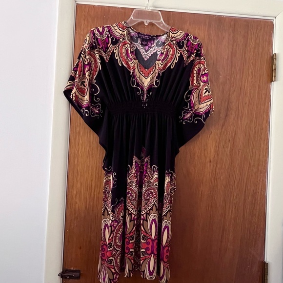 Signature Robbie Bee Woman’s Small Blouson Black And Paisley Print  Dress - Picture 6 of 6